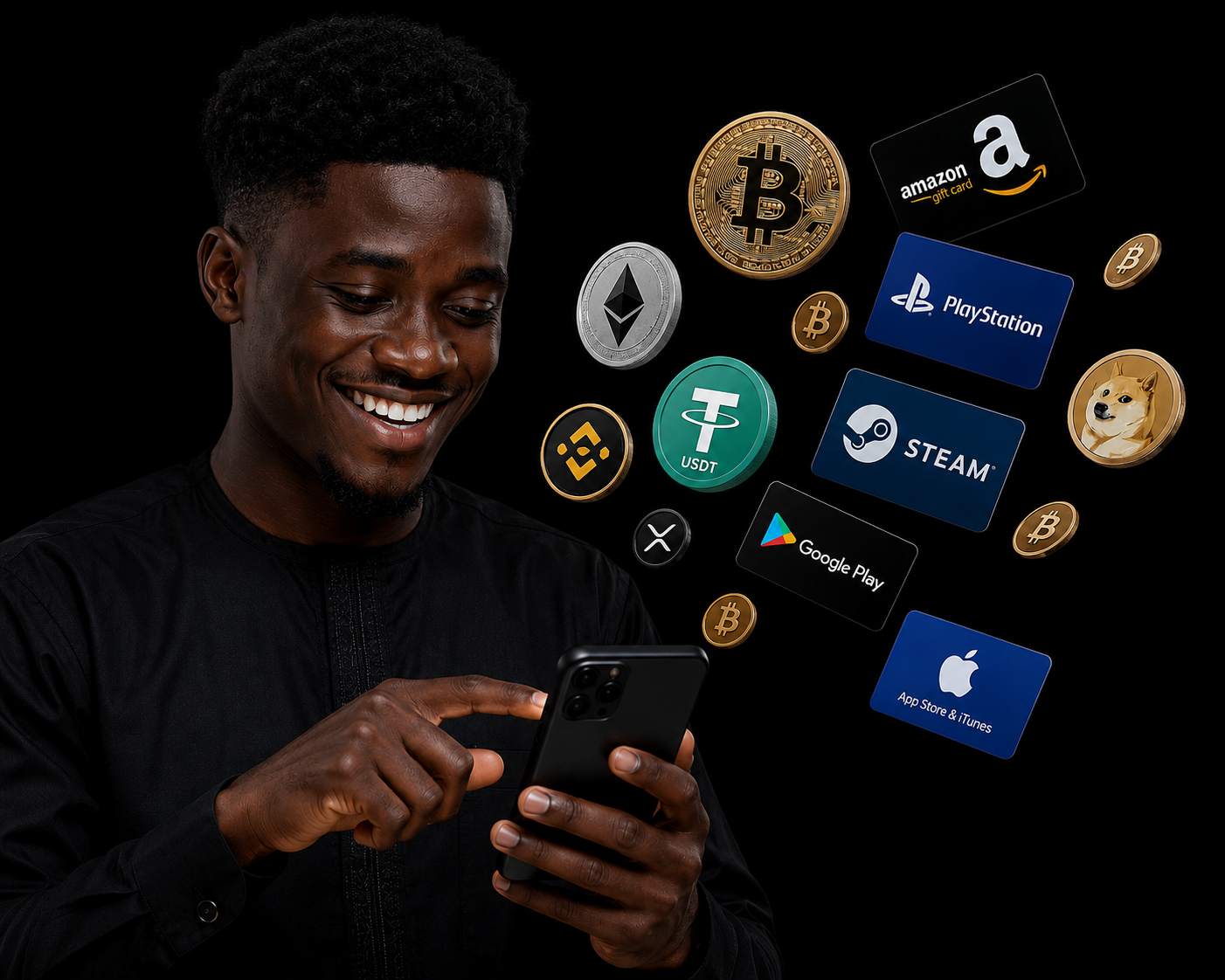 Trade crypto and gift cards with Godfather Xchange